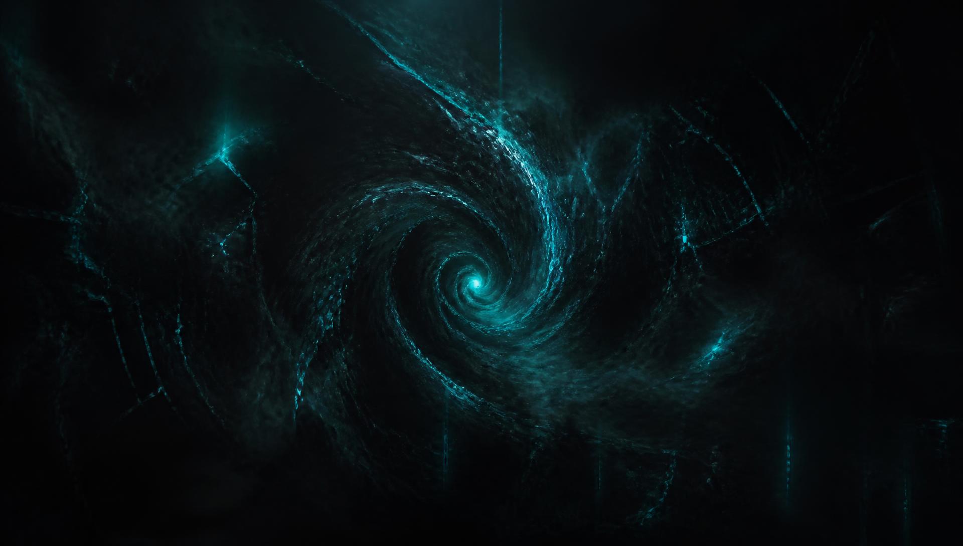 La Espiral, un vórtice de energía turquesa en la oscuridad